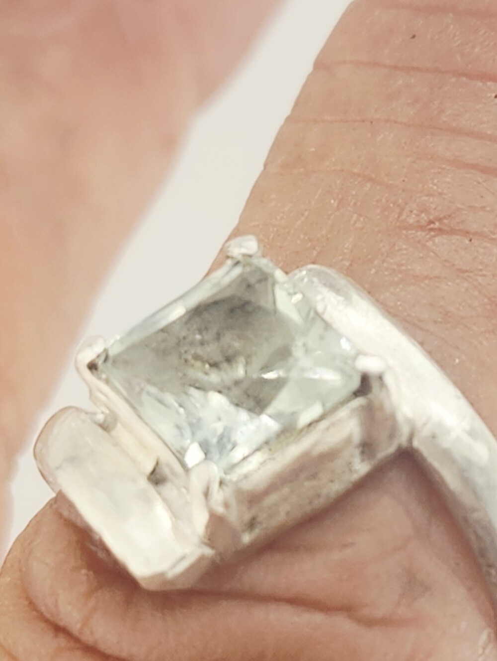 PRASIOLITE GEMSTONE RING HANDMADE IN STERLING SILVEL RECYCLE METAL SIZE 7 - Picture 7 of 16